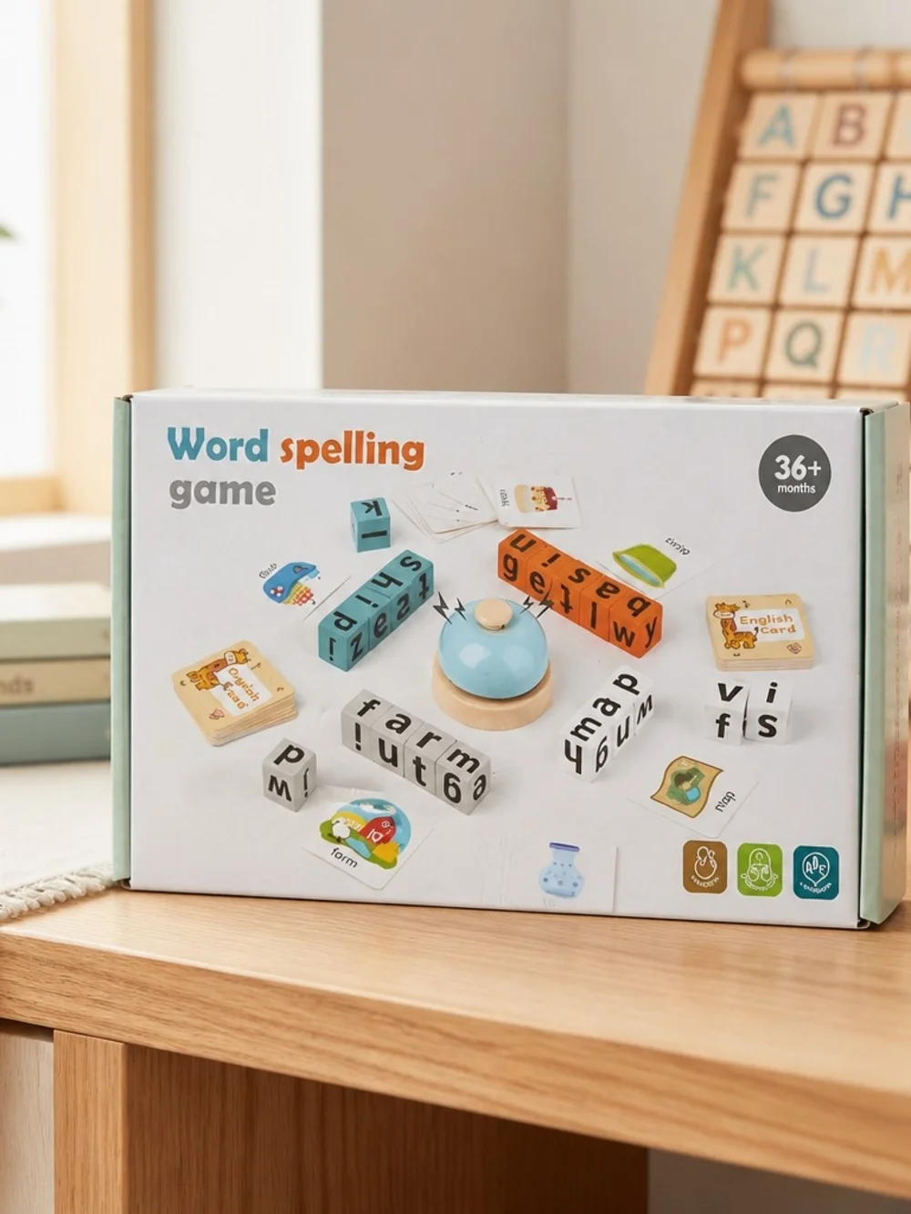Word Spelling Game - Blue & White Letter Blocks